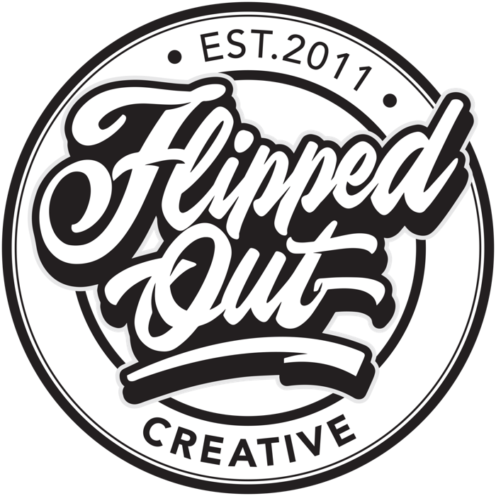 Original Flipped Out Creative heritage badge, established 2011