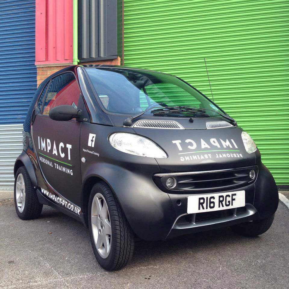 Impact Personal Training Smart car livery, designed, produced and fitted by Flipped Out Creative