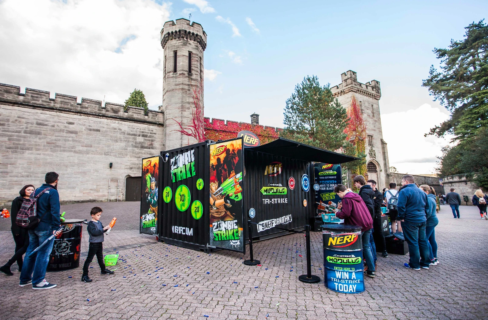 NERF Vault branded shipping container pop-up activation