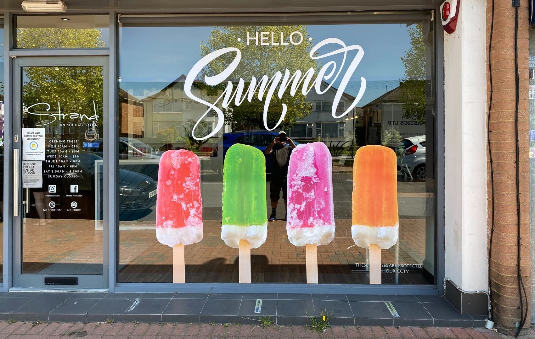 Strand Hair Salon colourful summer window graphics